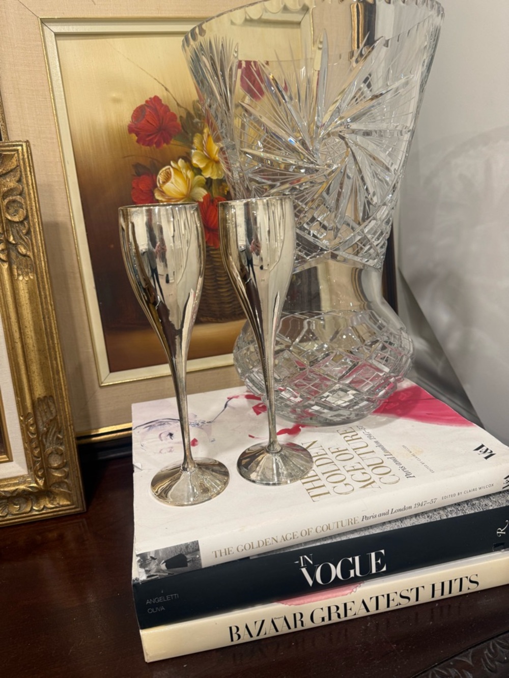 Silver Tone Champagne Flutes - Set of 2